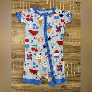 Little Sleepies Patriotic Ice Cream Bamboo Baby Romper Shortie 4th of July